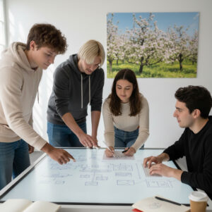 Group of students brainstorming